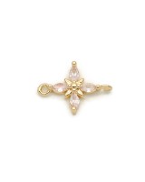 Brass micro pave Small Star link, 18K gold plated