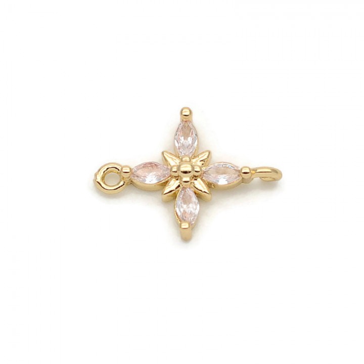 Brass micro pave Small Star link, 18K gold plated