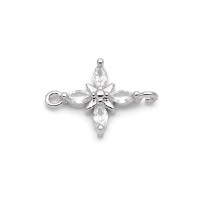 Brass micro pave Small Star link, platinum plated