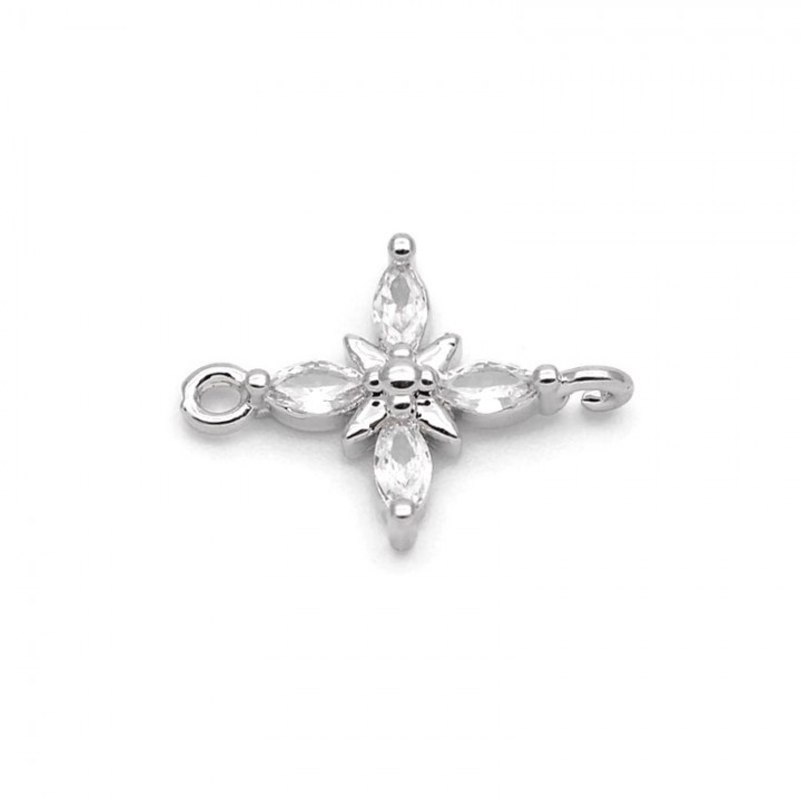 Brass micro pave Small Star link, platinum plated