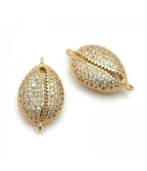 Cowrie shell connector, 18K gold plated