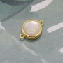 Connector Round 12mm with white mother-of-pearl, gold-plated 18K