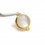 Connector Round 12mm with white mother-of-pearl, gold-plated 18K