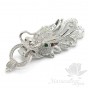 Connector Chinese dragon inlaid cubic zirkonia, platinum color