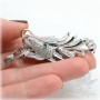 Connector Chinese dragon inlaid cubic zirkonia, platinum color