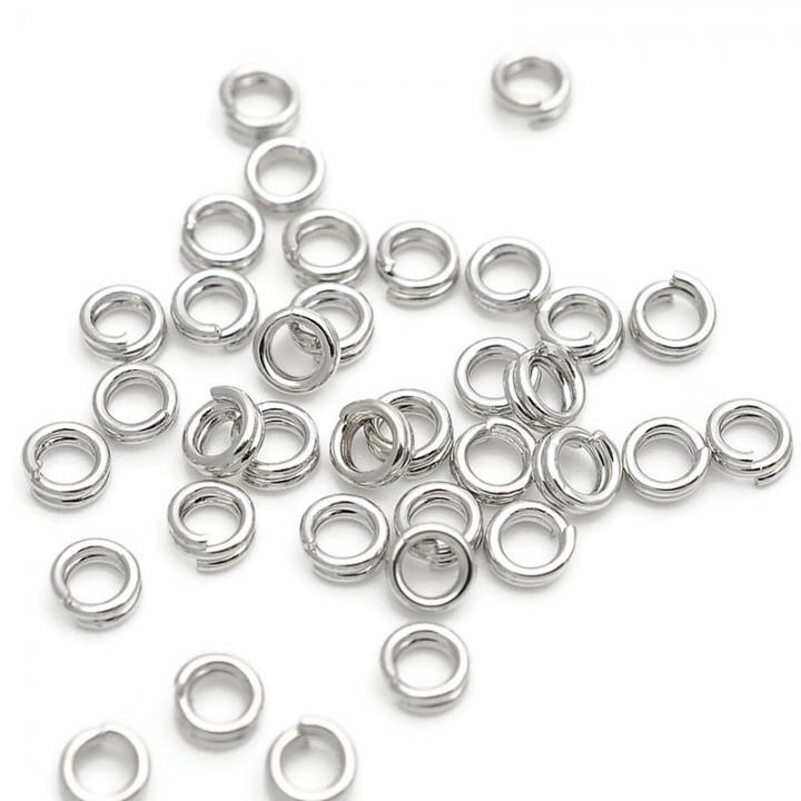 0.7x4mm Platinum Plated Double Jump rings,  10 pieces