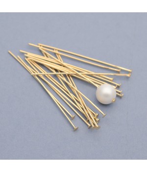 Пины со шляпкой 40:0.60мм позолота 14 карат, 10 штук