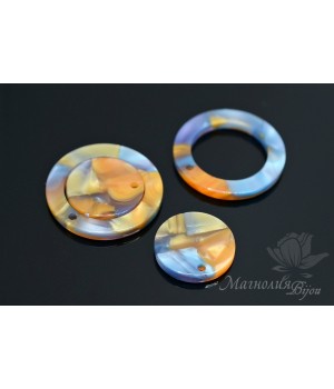 Комплект подвесок "Кольцо и диск, оранжевые", ацетат целлюлозы(пластик)