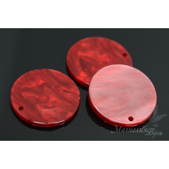 Colgante plástico "Disco 24mm, rojo"(acetato de celulosa)