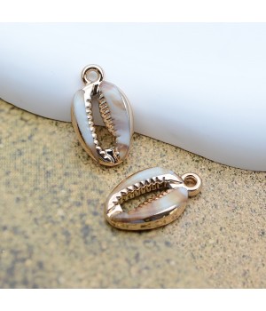 Cowrie Shell charm pendant plastic, set of 2 pieces