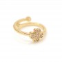 Clover ring with cubic zirkonia, 18K gold plated