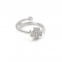 Clover ring with cubic zirkonia, platinum color
