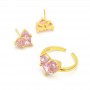 Pendientes Corazón 10mm con circonitas, dorado 18K