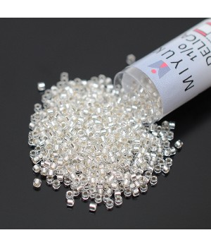 Бисер Delica DB0041 Silver Lined Crystal, туба 7.2 грамма
