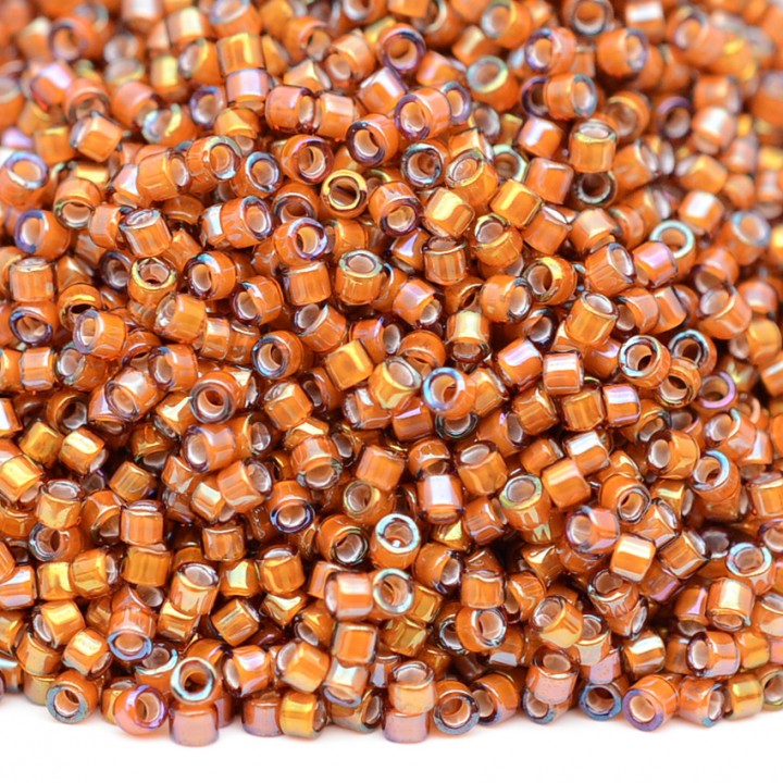 Бисер Delica DB1779 White Lined Dark Topaz AB, 5 грамм