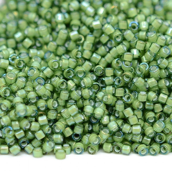 Beads Delica DB1786 White Lined Light Green AB, 5 grams