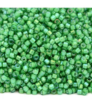 Бисер Delica DB1787 White Lined Green AB, 5 грамм