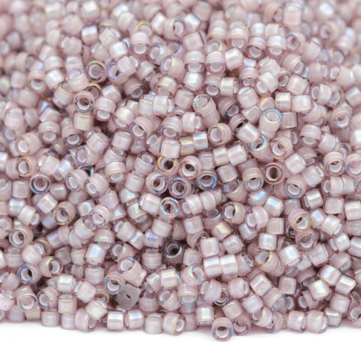 Бисер Delica DB1791 White Lined Smoky Amethyst AB, 5 грамм