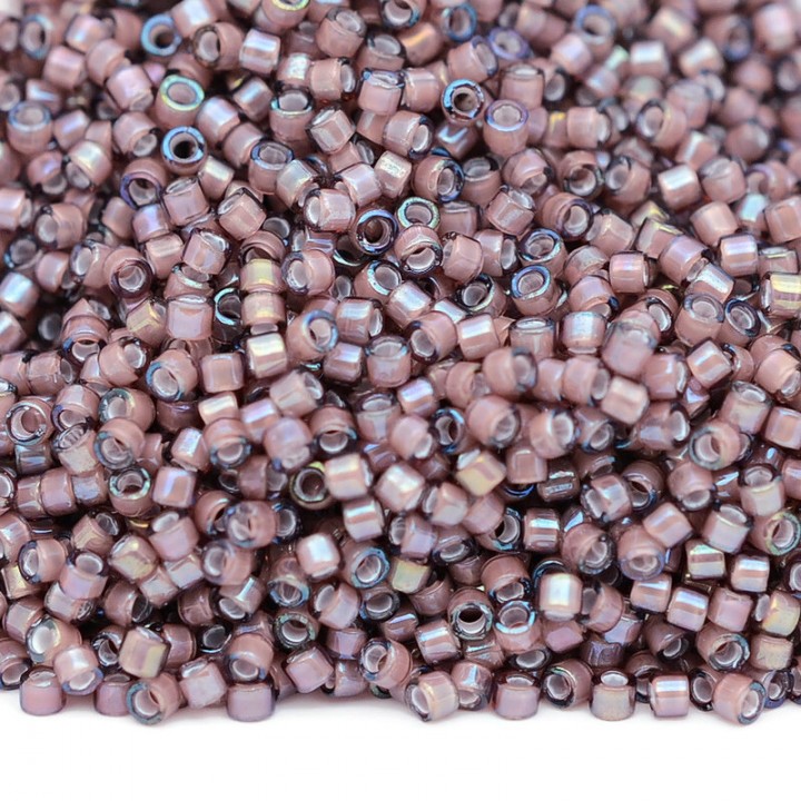 Бисер Delica DB1792 White Lined Dark Smoky Amethyst AB, 5 грамм