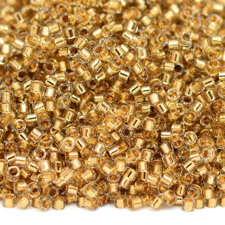 Beads Delica DB2525 Gold Plate Lined Yellow, 5 grams