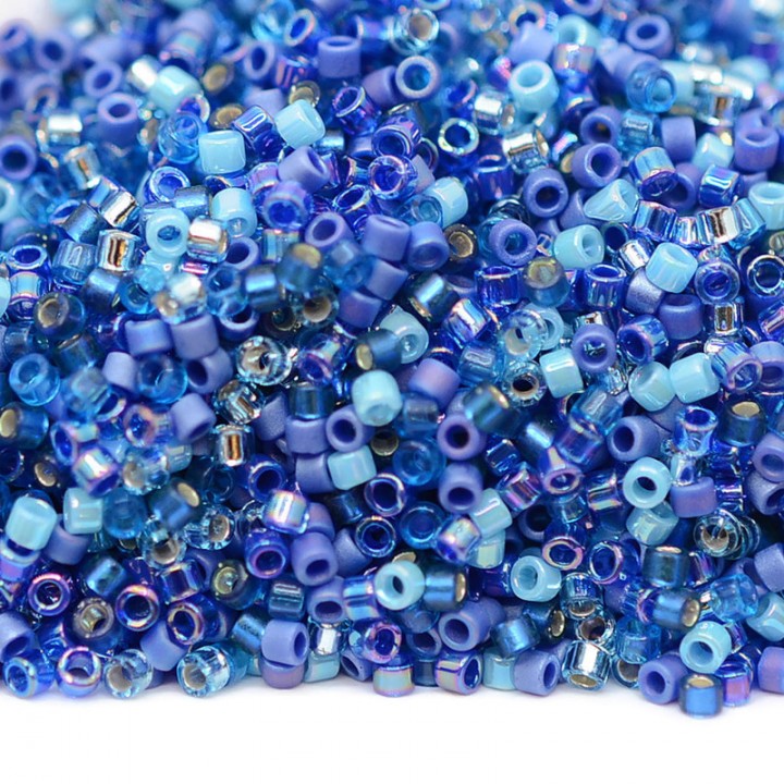 Cylindrical Delica Beads Mix02 Blue Tones, 5 grams