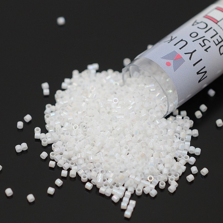 Beads Delica DBS0202 White Pearl AB, tube 7 grams