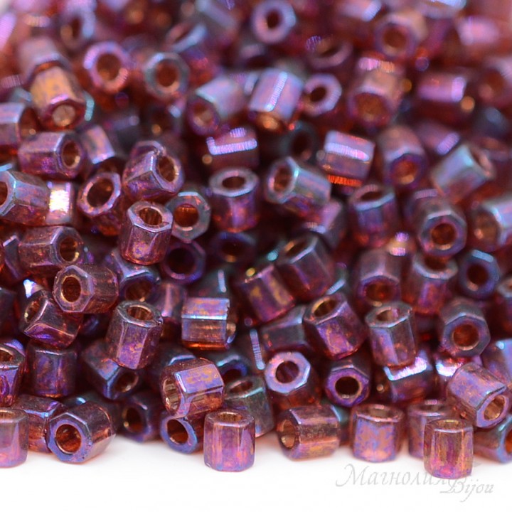 Beads Delica 8/0 Hex Cut DBCL-0104 Transparent Raspberry AB, 5 grams