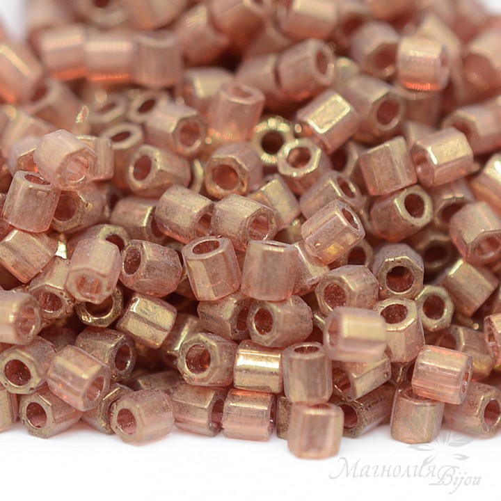 Beads Delica 8/0 Hex Cut DBCL-0115 Transparent Luster Metallic Gold Rose, 5 grams