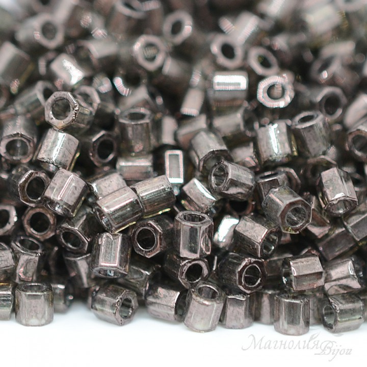 Beads Delica 8/0 Hex Cut DBCL-0123 Transparent Gray Olive Luster, 5 grams