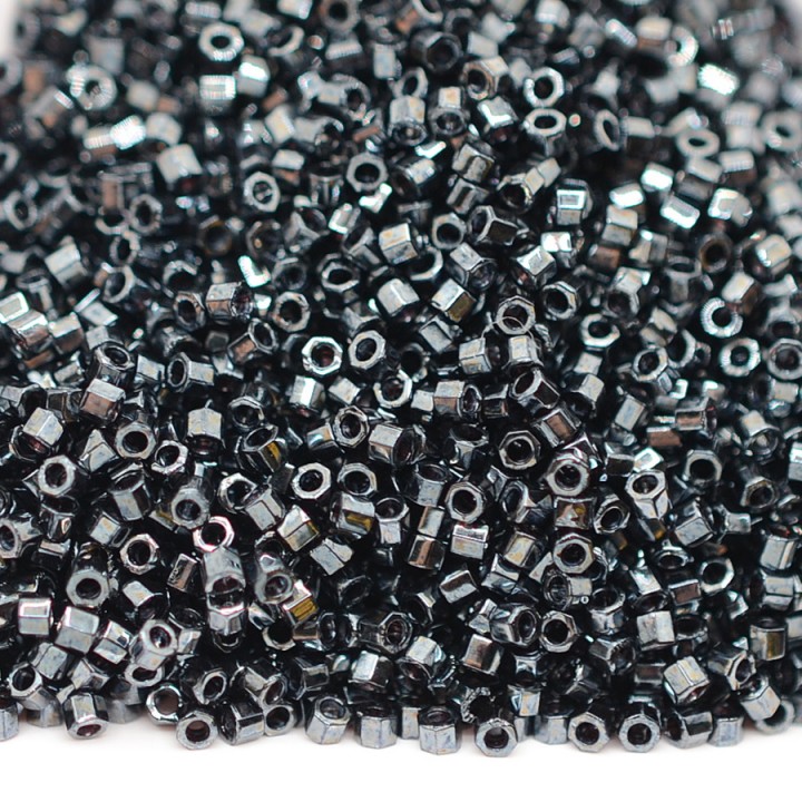 Beads Delica Hex Cut DBC0001 Gunmetal, 5 grams