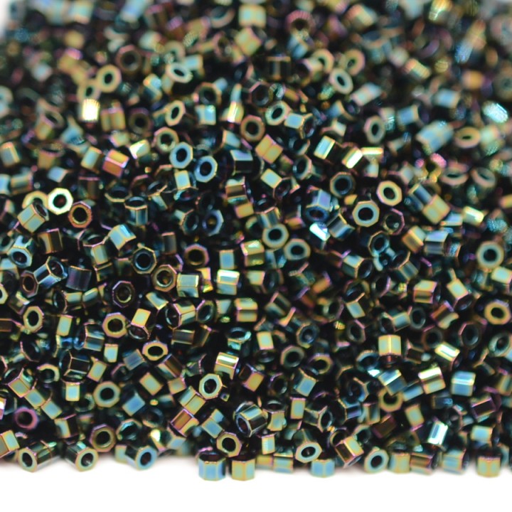 Beads Delica Hex Cut DBC0003 Green Iris, 5 grams