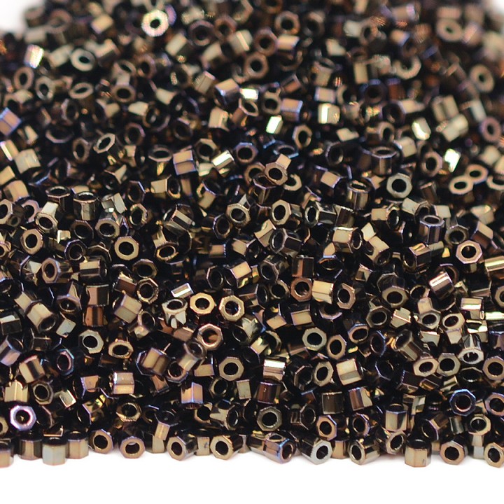 Beads Delica Hex Cut DBC0007 Brown Iris, 5 grams