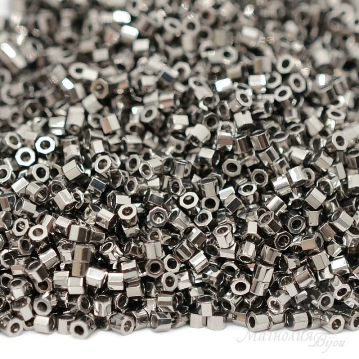 Beads Delica Hex Cut DBC0021 Nickel Plated, 5 grams