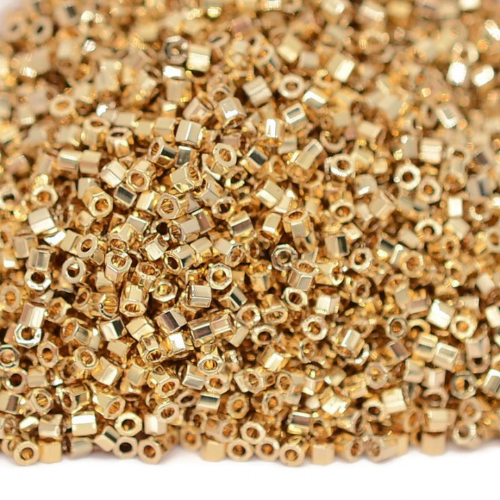 Beads Delica Hex Cut DBC0034 Light Gold 24K, 5 grams