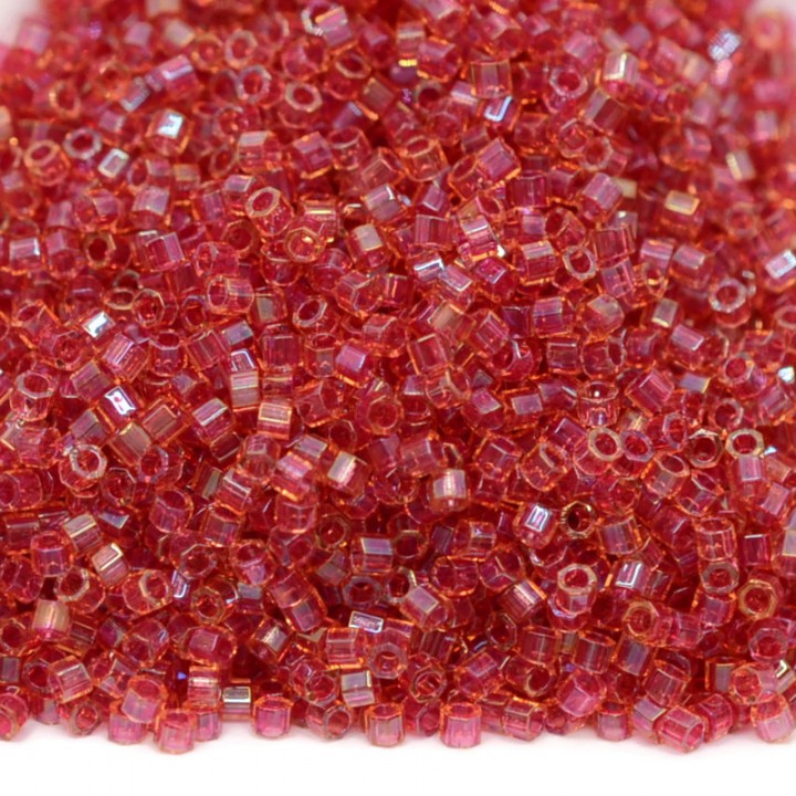 Beads Delica Hex Cut DBC0062 Lined Cranberry AB, 5 grams