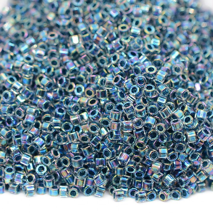 Beads Delica Hex Cut DBC0085 Lined Blue AB, 5 grams