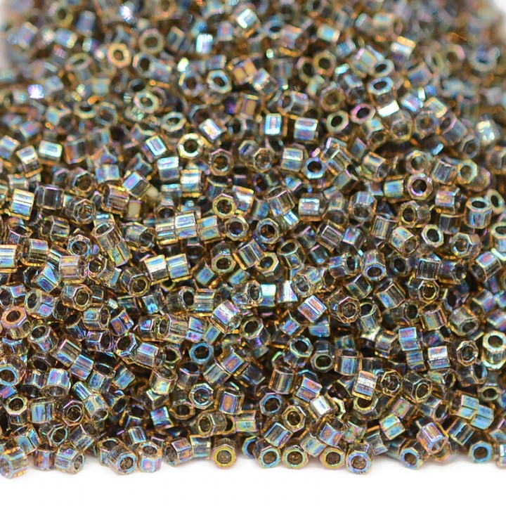 Beads Delica Hex Cut DBC0089 Lined Dark Topaz AB, 5 grams