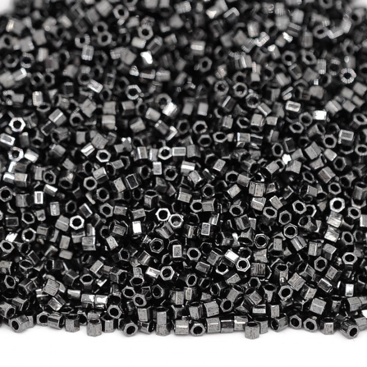 Beads Delica Hex Cut DBSC0001 Gunmetal, 5 grams