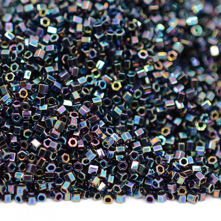 Beads Delica Hex Cut DBSC0005 Metallic Variegated Blue Iris, 5 grams