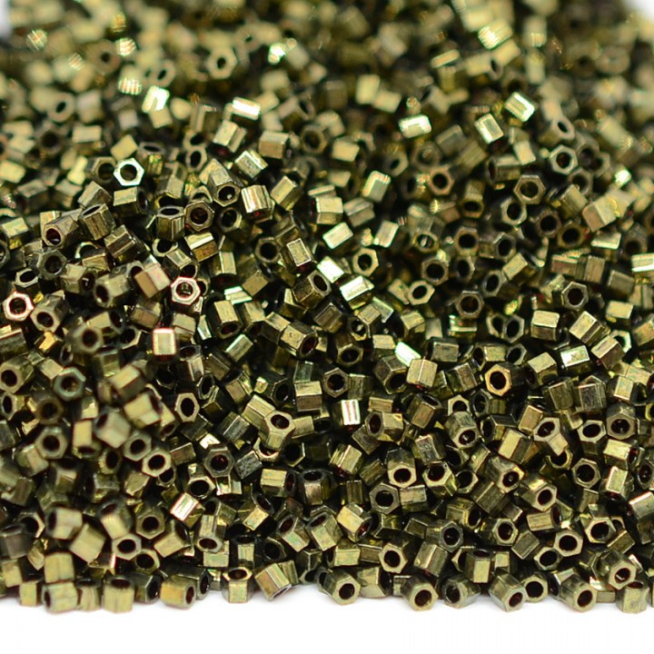 Beads Delica Hex Cut DBSC0011 Metallic Olive, 5 grams