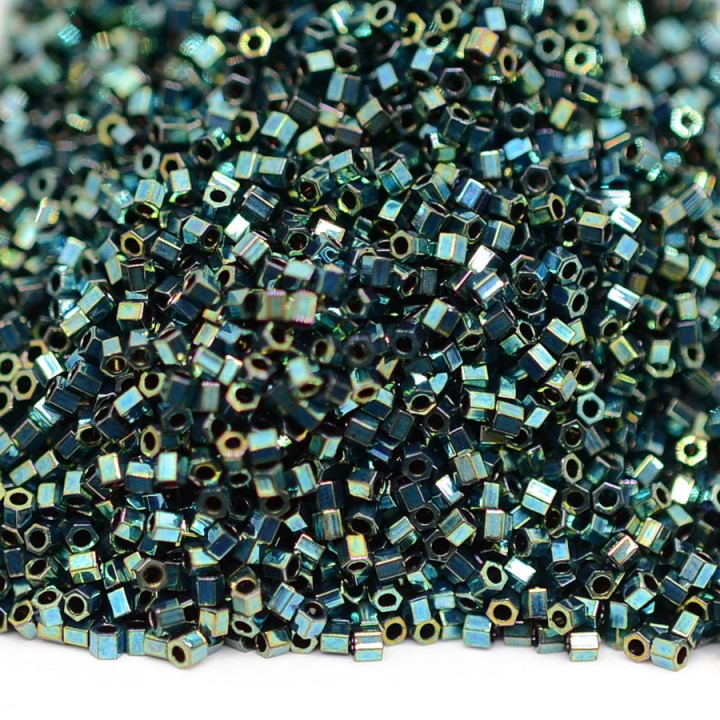 Beads Delica Hex Cut DBSC0027 Metallic Teal Iris, 5 grams