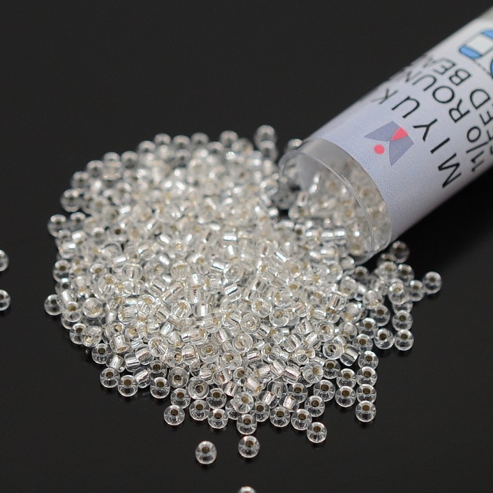 Round beads 0001 11/0 S/L Crystal, tube 8.5 grams