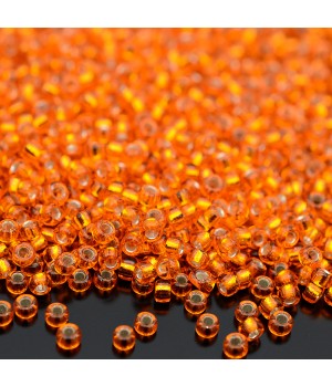 Бисер круглый 0008 11/0 Orange Silver Lined, 5 грамм