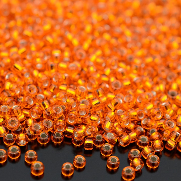 Бисер круглый 0008 11/0 Orange Silver Lined, 5 грамм