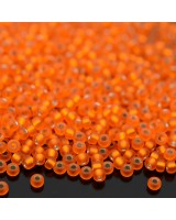 Round seed beads 0008F 11/0 Matte Orange Silver Lined, 5 grams