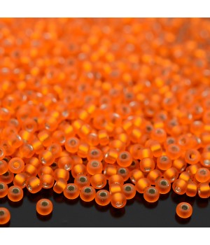 Бисер круглый 0008F 11/0 Matte Orange Silver Lined, 5 грамм