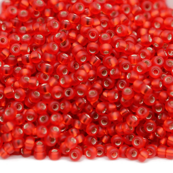 Beads round 0010F 11/0 Matte S/L Red, 5 grams