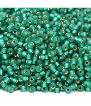 Бисер круглый 0017F 11/0 Matte Emerald Silver Lined, 5 грамм