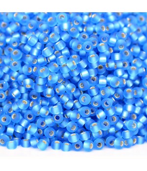 Бисер круглый 0019F 11/0 Matte Silver Lined Sapphire, 5 грамм