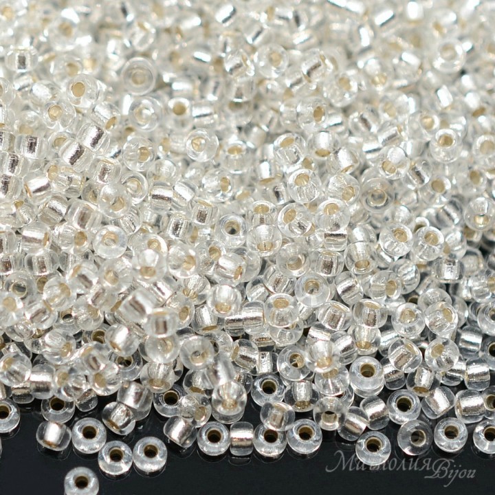Beads round 0001 11/0 S/L Crystal, 5 grams